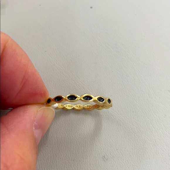 Size 52 Pandora ring 14k gold and onyx - Picture 2 of 2